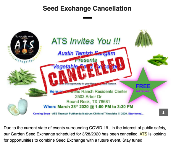 Cancelled Seed Exchange -03/28/2020